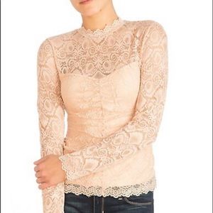 GUESS Clarissa Mockneck Lace Top